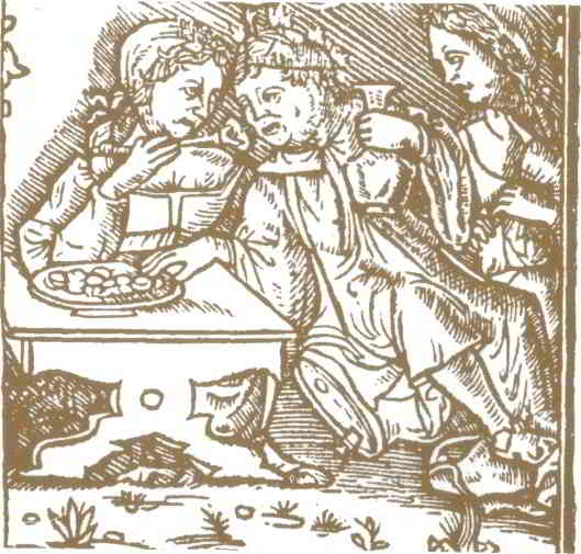 Una scena delle Maccaronee, da una tavola dell'edizione del 1521.